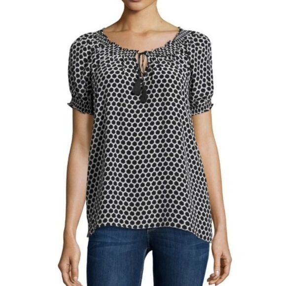 JOIE Medallion Print 100% Silk Tassel Top S - Picture 9 of 9